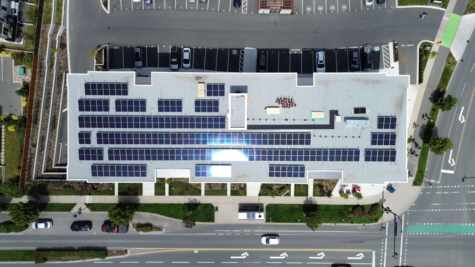 Commercial flat roof replacement aerial — Shift project